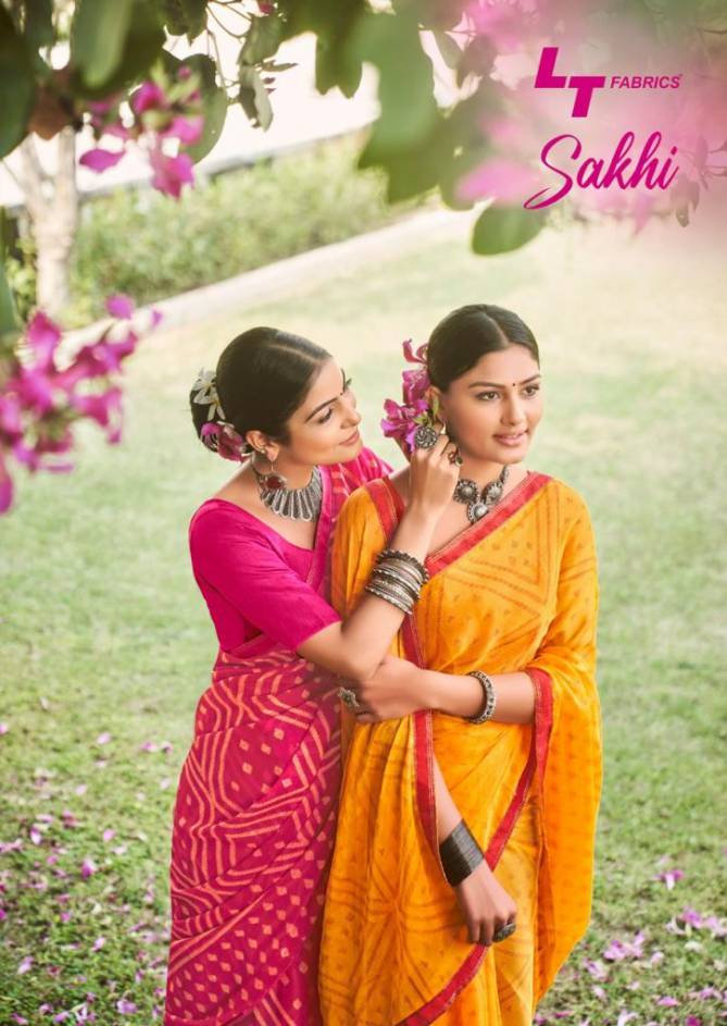 Lt Sakhi Fancy Ethnic Wear Printed Wholesale Chiffon Sarees
